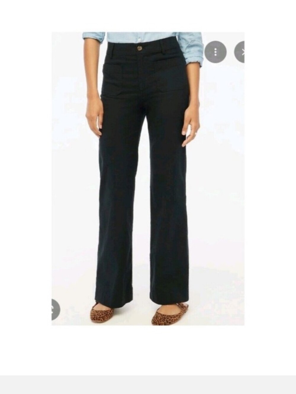 J.Crew Factory Lizzie Wide Leg Pants Cotton Linen Black BW804 Size 30 10 NWT